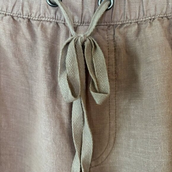 H by Halston Jogger Pants Med 100% Linen Pull On Elastic Drawstring Waist Tan - Picture 3 of 15